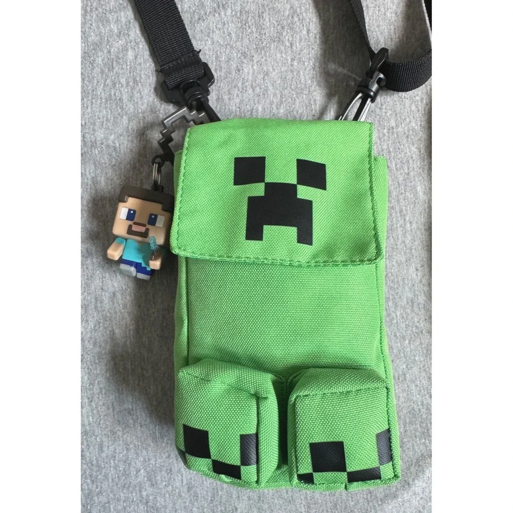 Minecraft Creeper Crossbody Bag Green Shoulder Phone Pouch Steve Charm